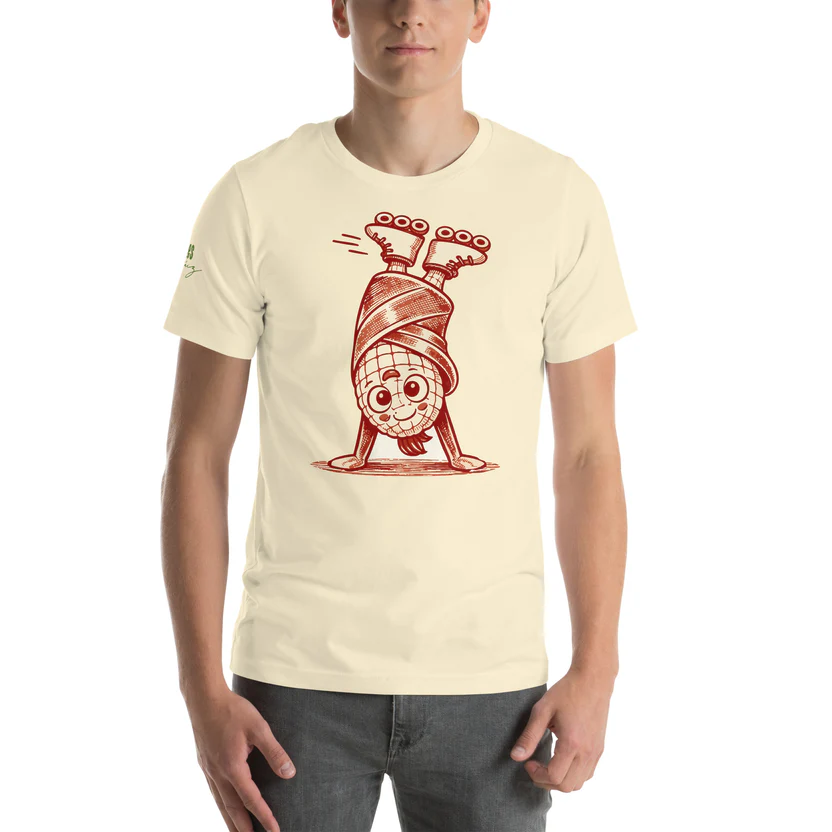 Valió Máiz Oficial Pancho Bebé en patines - Camiseta beige manga corta unisex