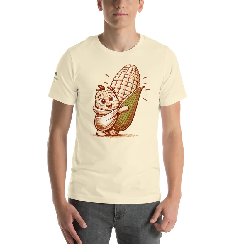 Valió Máiz Oficial Pancho Bebé con elote - Camiseta beige manga corta unisex