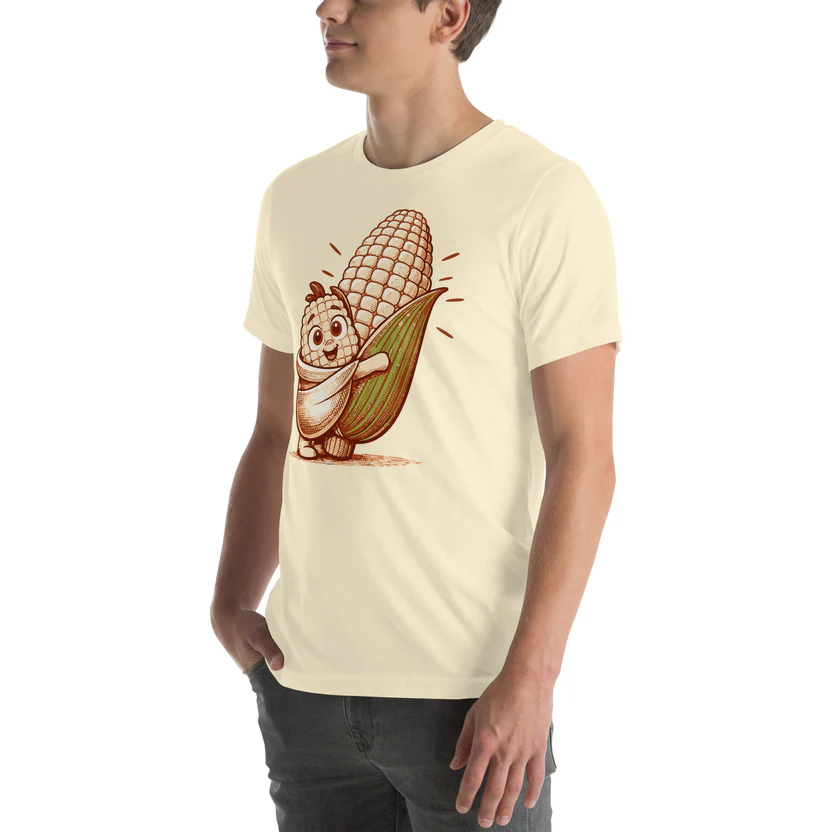 Valió Máiz Oficial Pancho Bebé con elote - Camiseta beige manga corta unisex