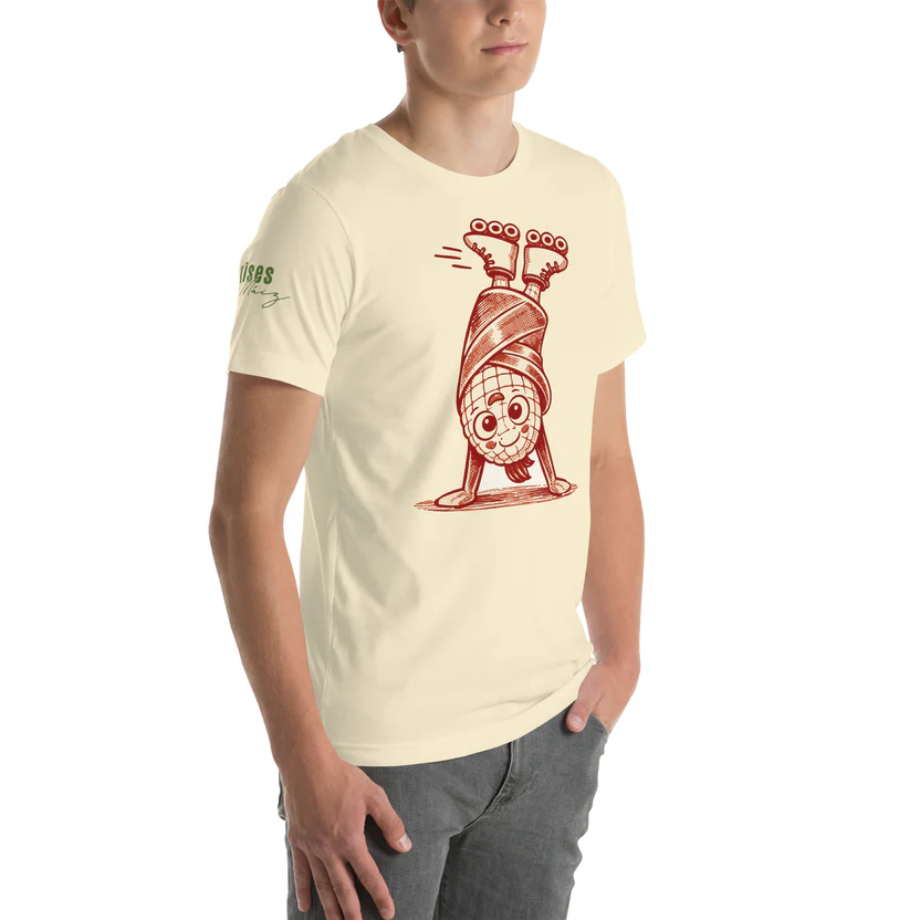 Valió Máiz Oficial Pancho Bebé en patines - Camiseta beige manga corta unisex