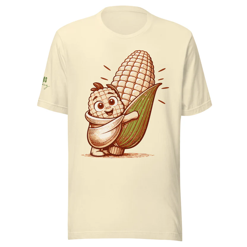 Valió Máiz Oficial Pancho Bebé con elote - Camiseta beige manga corta unisex
